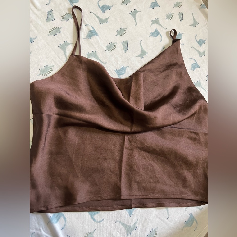 Abercrombie & fitch dark brown satin top.